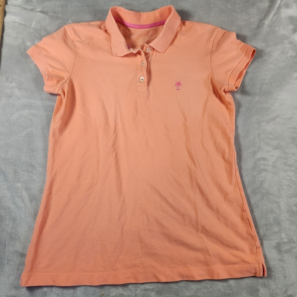 Lilly‎ Pulitzer Women's M Island Polo Shirt Peach Preppy Coastal Chic Classic